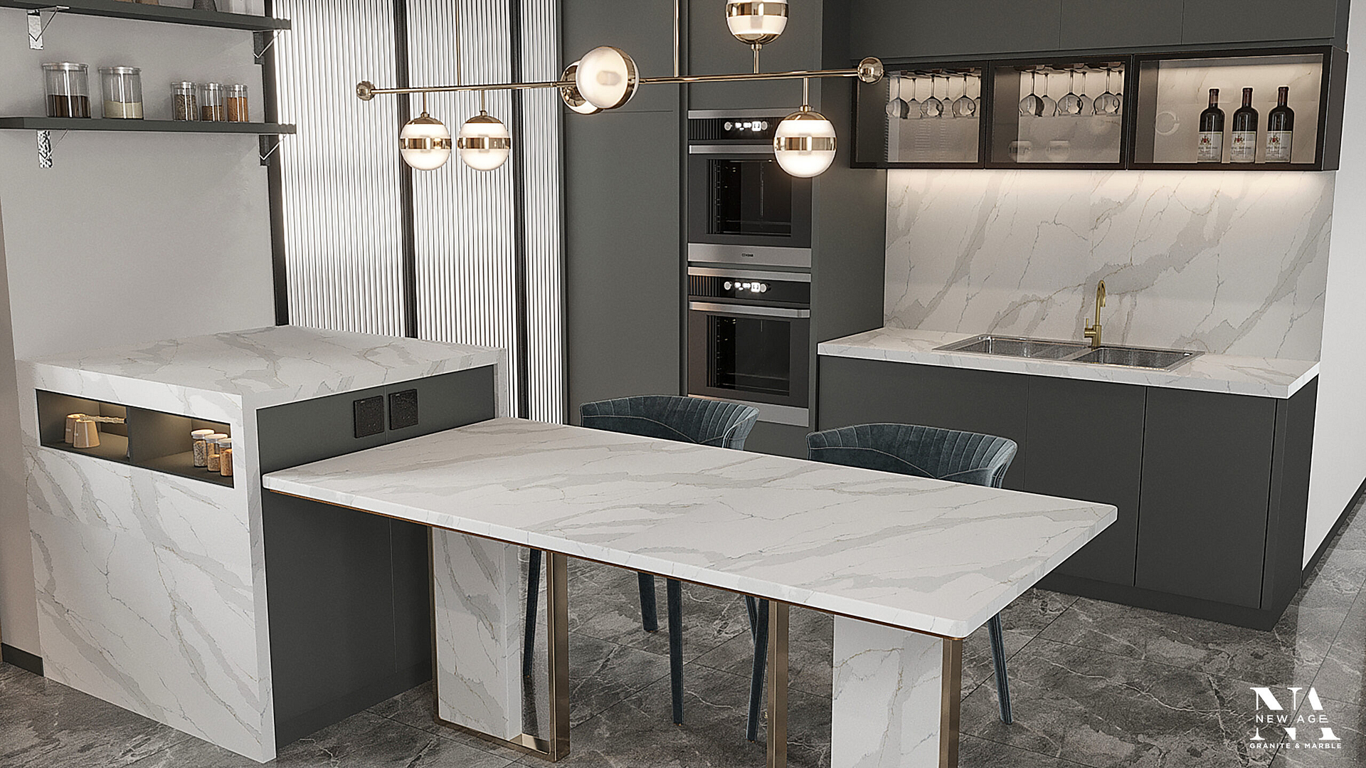 Calacatta Gioia Quartz New Age Granite