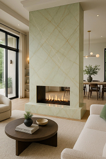 Experience the tranquil elegance of Calacatta Aqua, a stunning natural stone